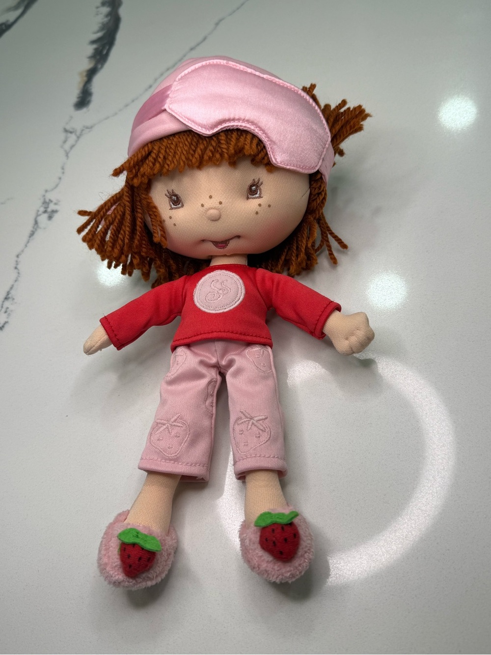 Vintage 2003 Bandai Strawberry Shortcake Bedtime Plush Rag Doll Pajamas Mask 11